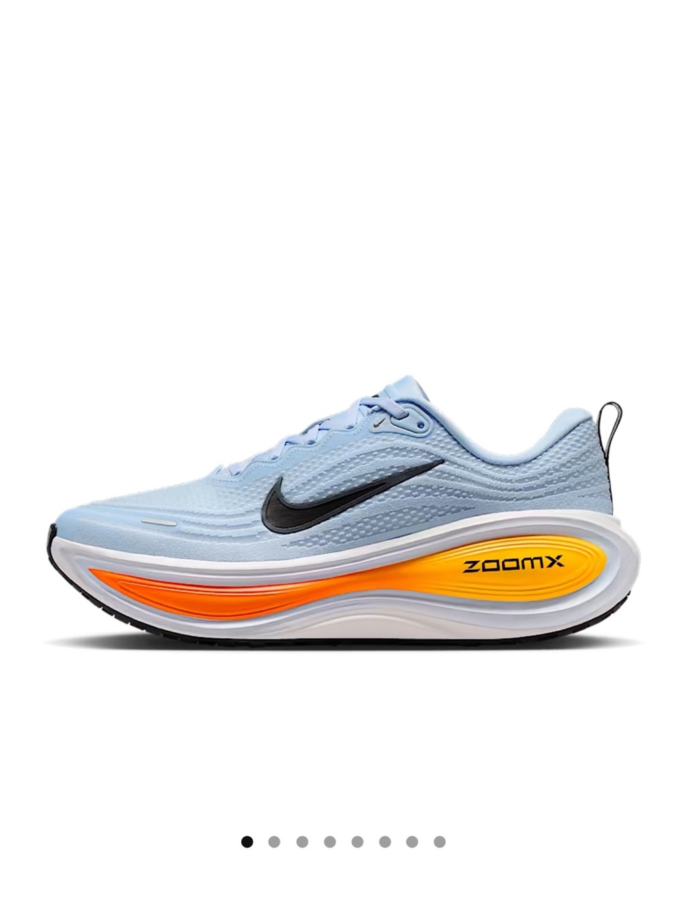 Nike Women's Pale Blue ZoomX Running Shoe with Orange and Yellow Accents